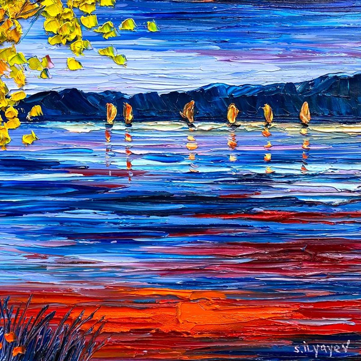 Slava Ilyayev, Framed Original Oil Painting on Canvas, Hand Signed with Letter of Authenticity.