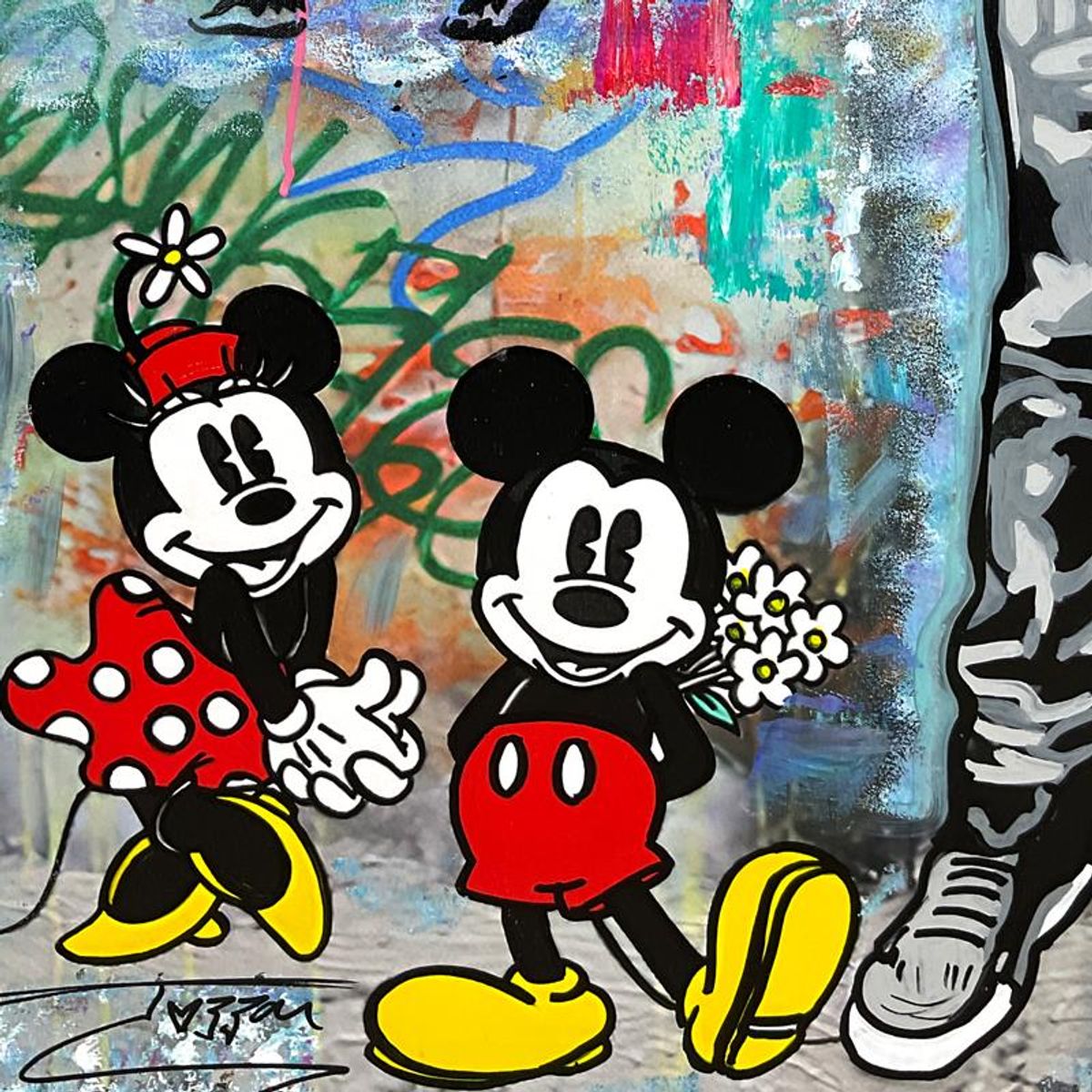 Jozza, "All We Need is Love" Unique Mixed Media on Canvas, Hand Signed with Letter of Authenticity.