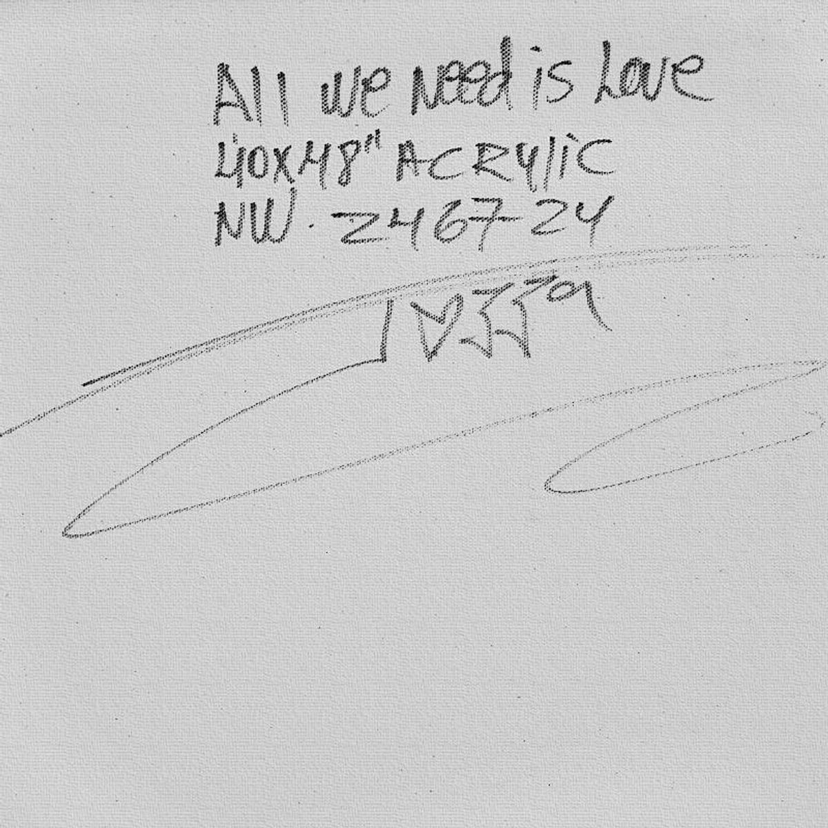 Jozza, "All We Need is Love" Unique Mixed Media on Canvas, Hand Signed with Letter of Authenticity.