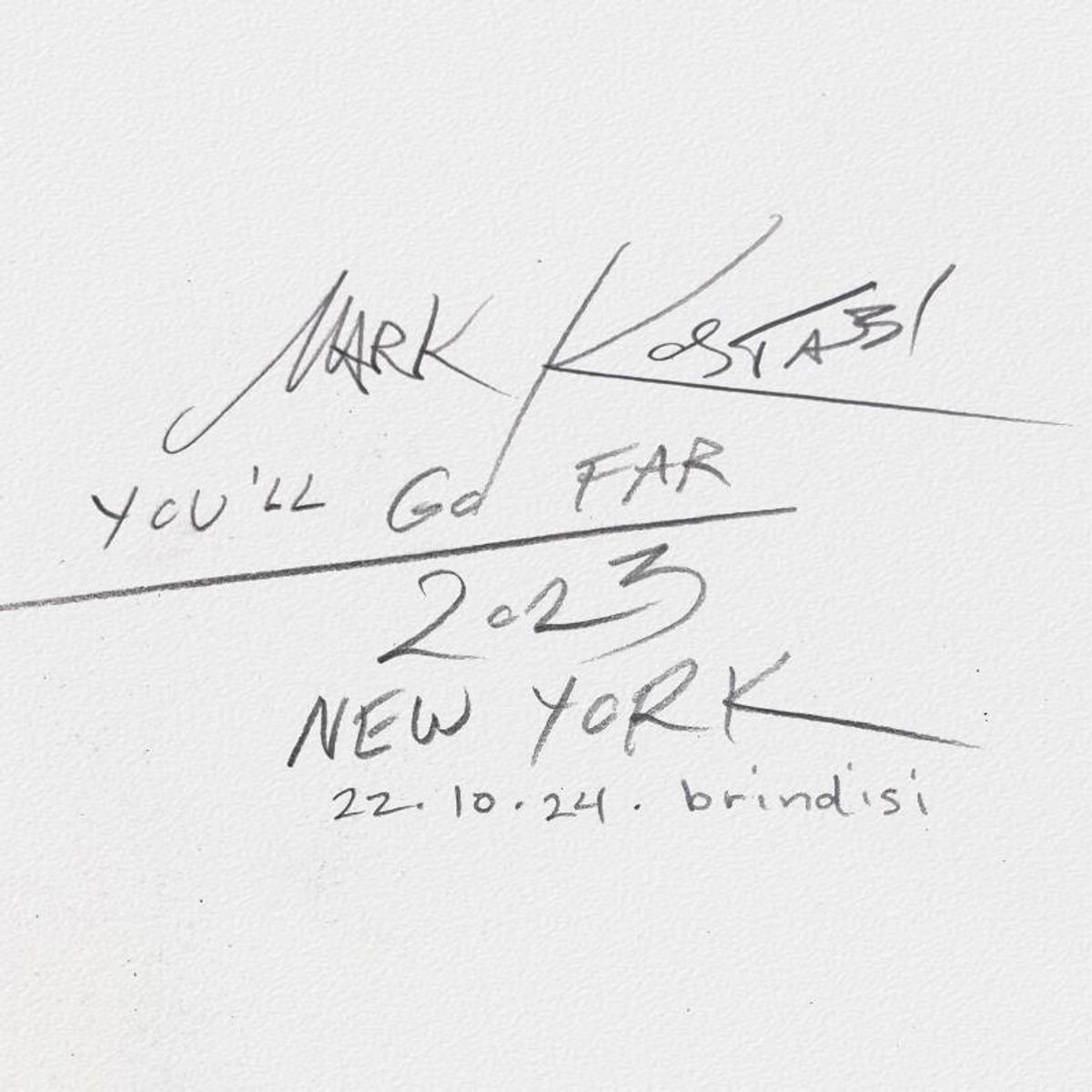 Mark Kostabi, "You'll Go Far" Framed Original Drawing on Paper, Hand Signed with Certificate of Authenticity