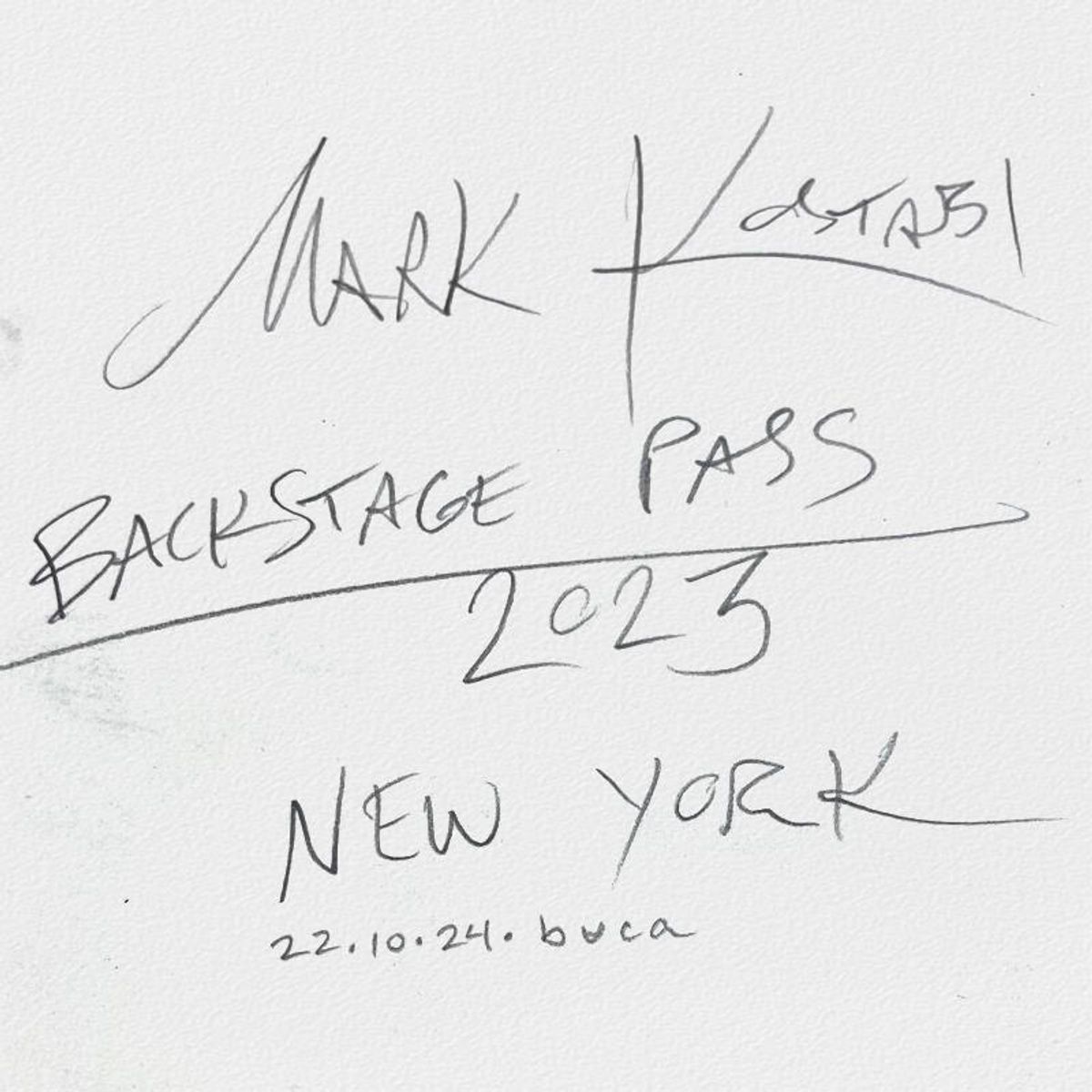 Mark Kostabi, "Backstage Pass" Framed Original Drawing on Paper, Hand Signed with Certificate of Authenticity