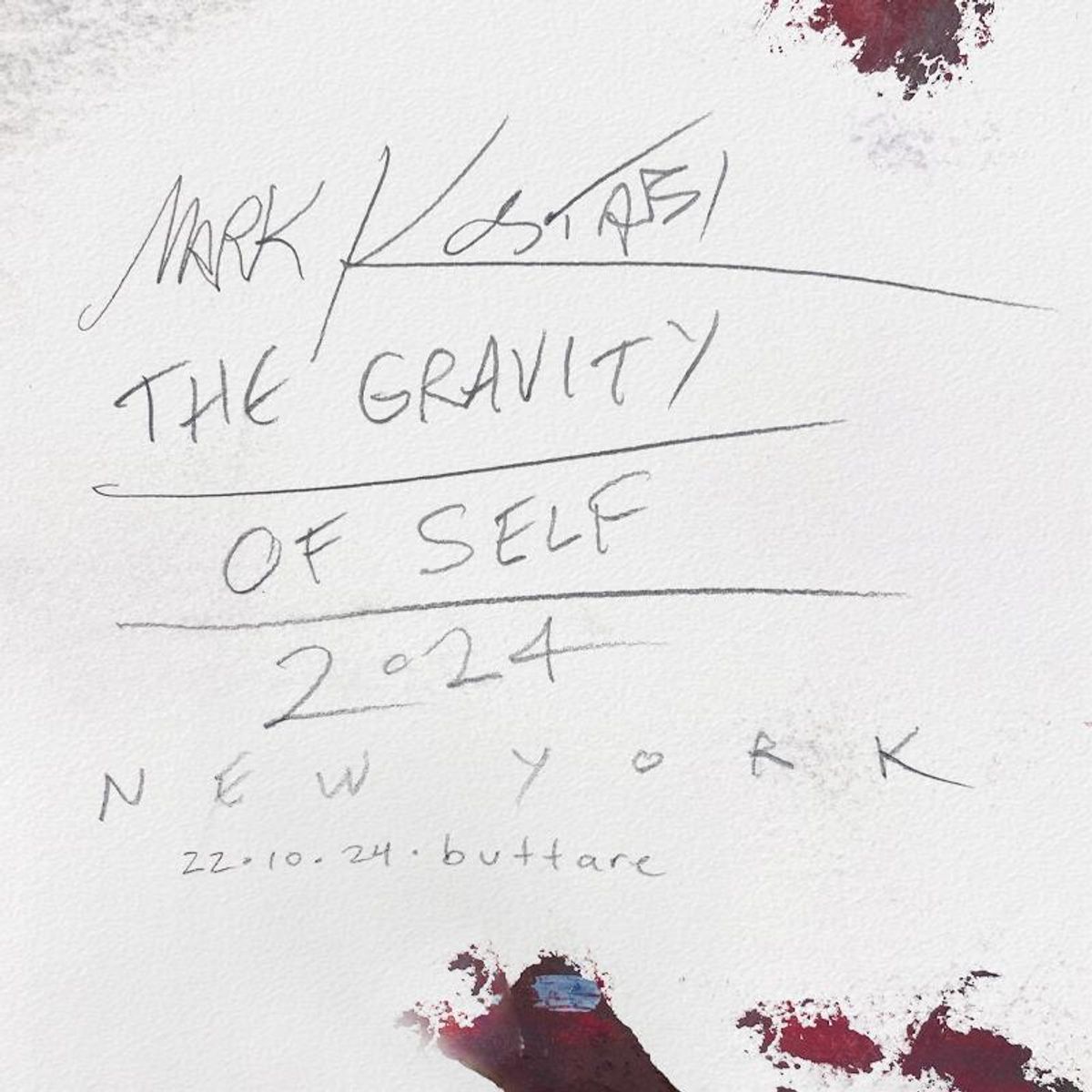 Mark Kostabi, "The Gravity of Self" Framed Original Mixed Media Painting, Hand Signed with Certificate of Authenticity.
