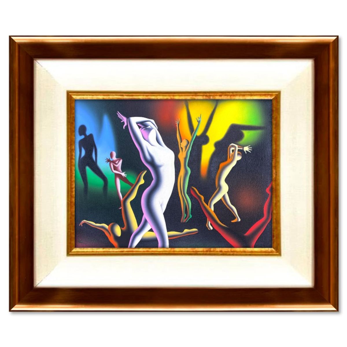 Mark Kostabi, "Unfolding" Framed Original Oil Painting on Canvas, Hand Signed with COA