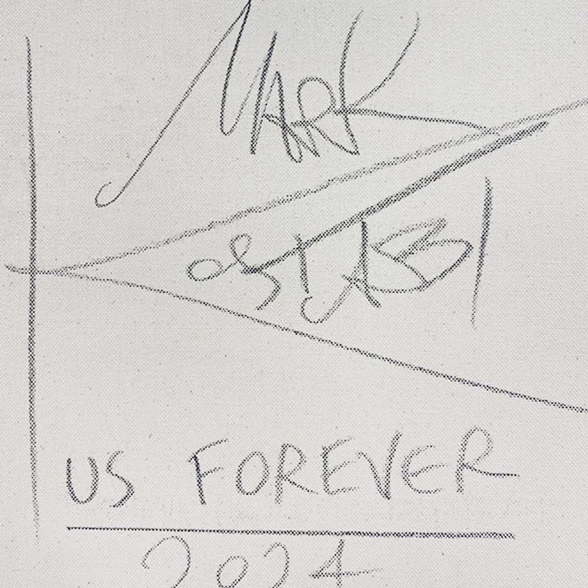 Mark Kostabi, "Us Forever" Framed Original Oil Painting on Canvas, Hand Signed with COA