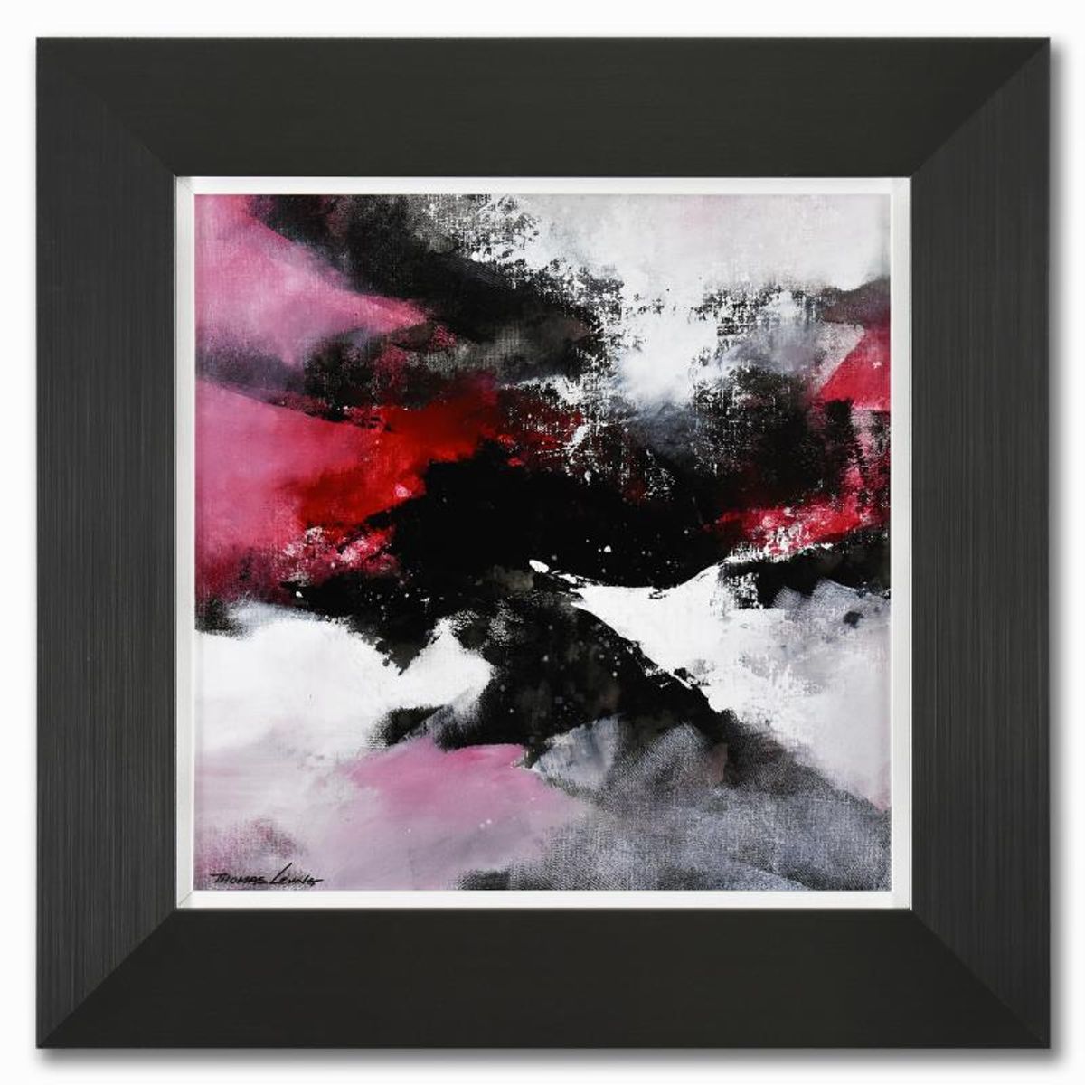 Thomas Leung, "Dancing Color 13" Framed Original Acrylic Painting on Canvas Board, Hand Signed with Letter of Authenticity.