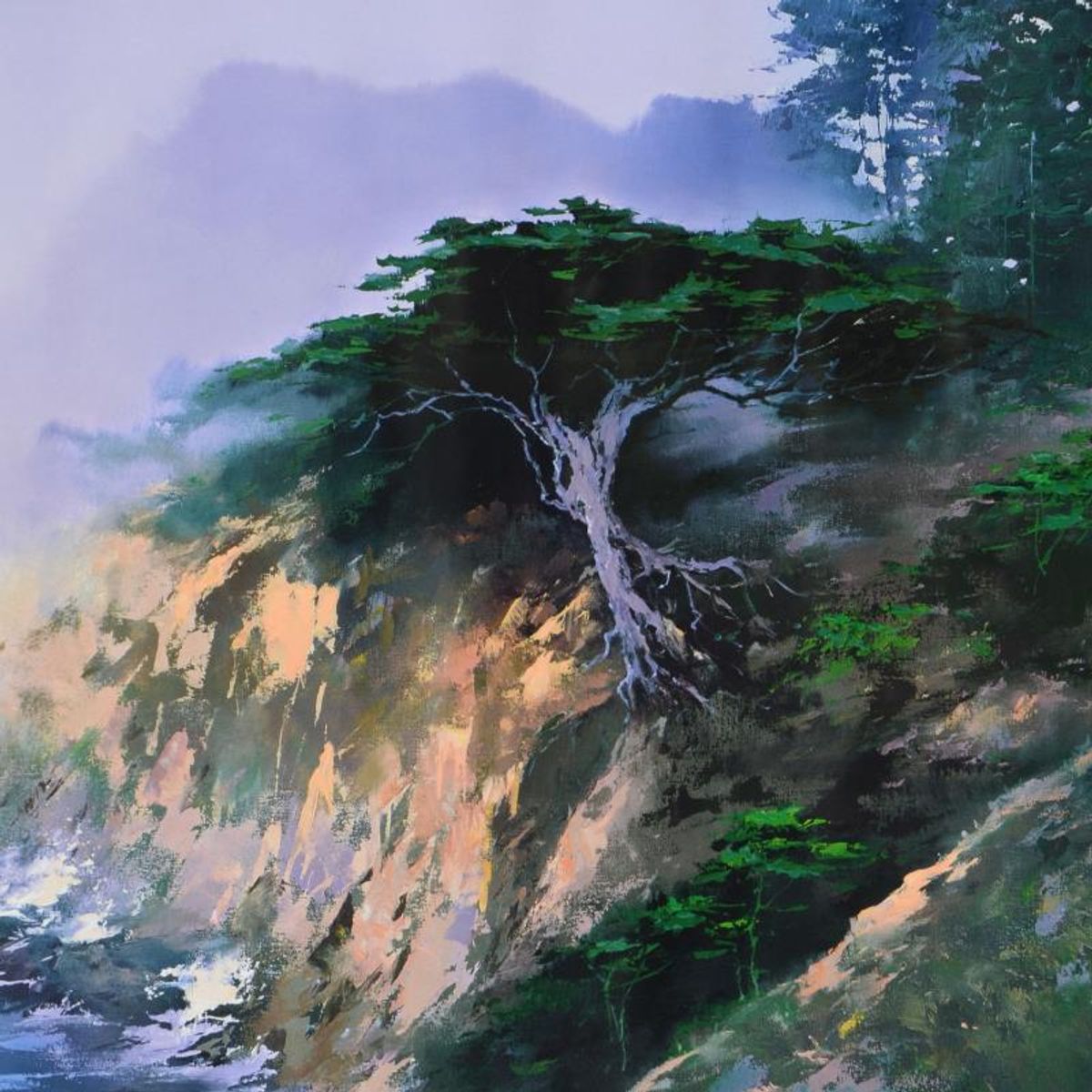 H. Leung, "Big Sur Cypress" Limited Edition on Canvas, Numbered and Hand Signed with Letter of Authenticity.