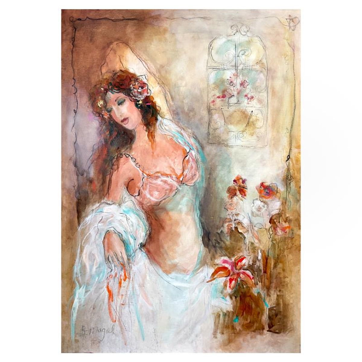 Batia Magal, Original Acrylic Painting on Canvas, Hand Signed with Letter of Authenticity.