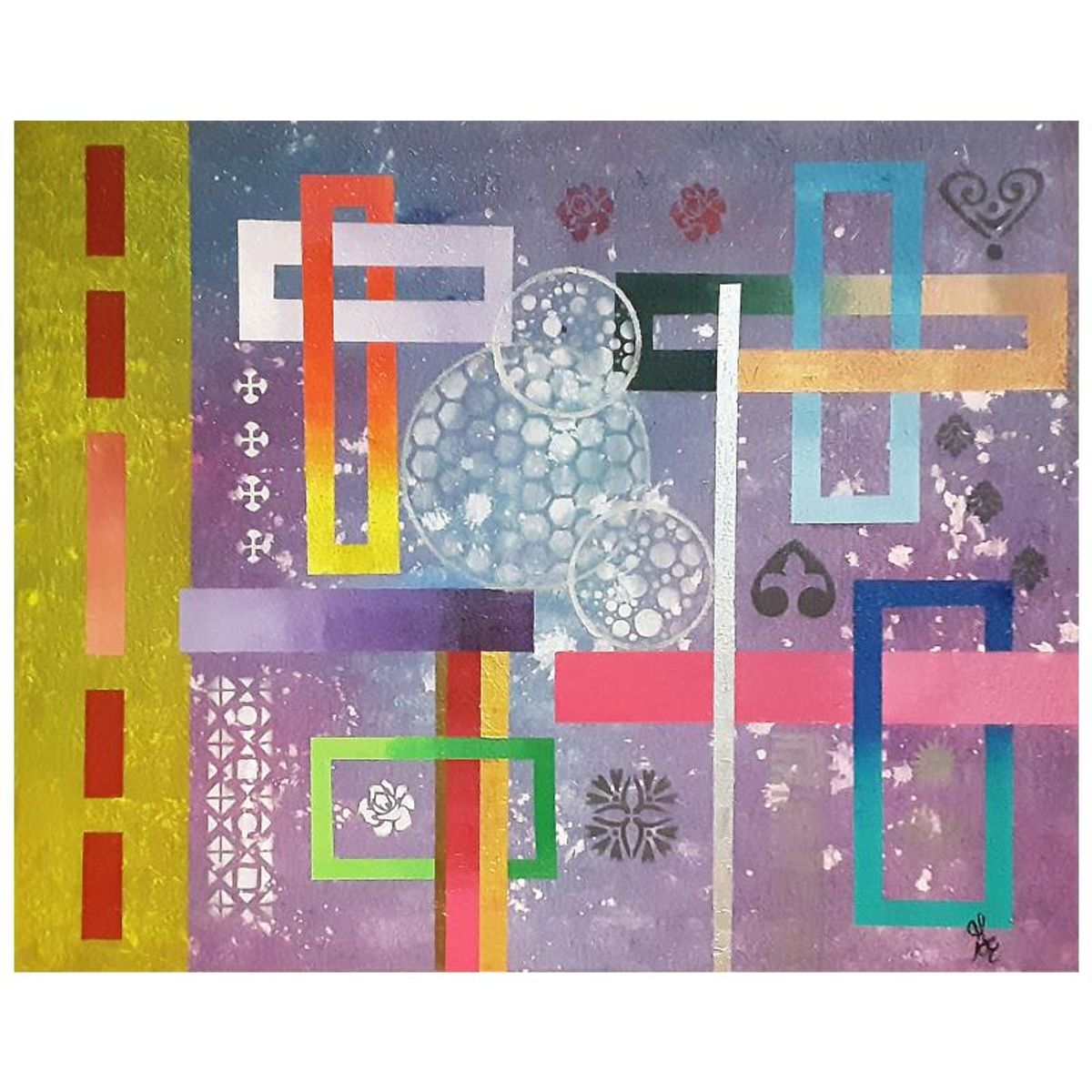 George Marlowe, "Covid-19, Day 50" Hand Signed Original Acrylic Painting on Canvas with Letter of Authenticity.