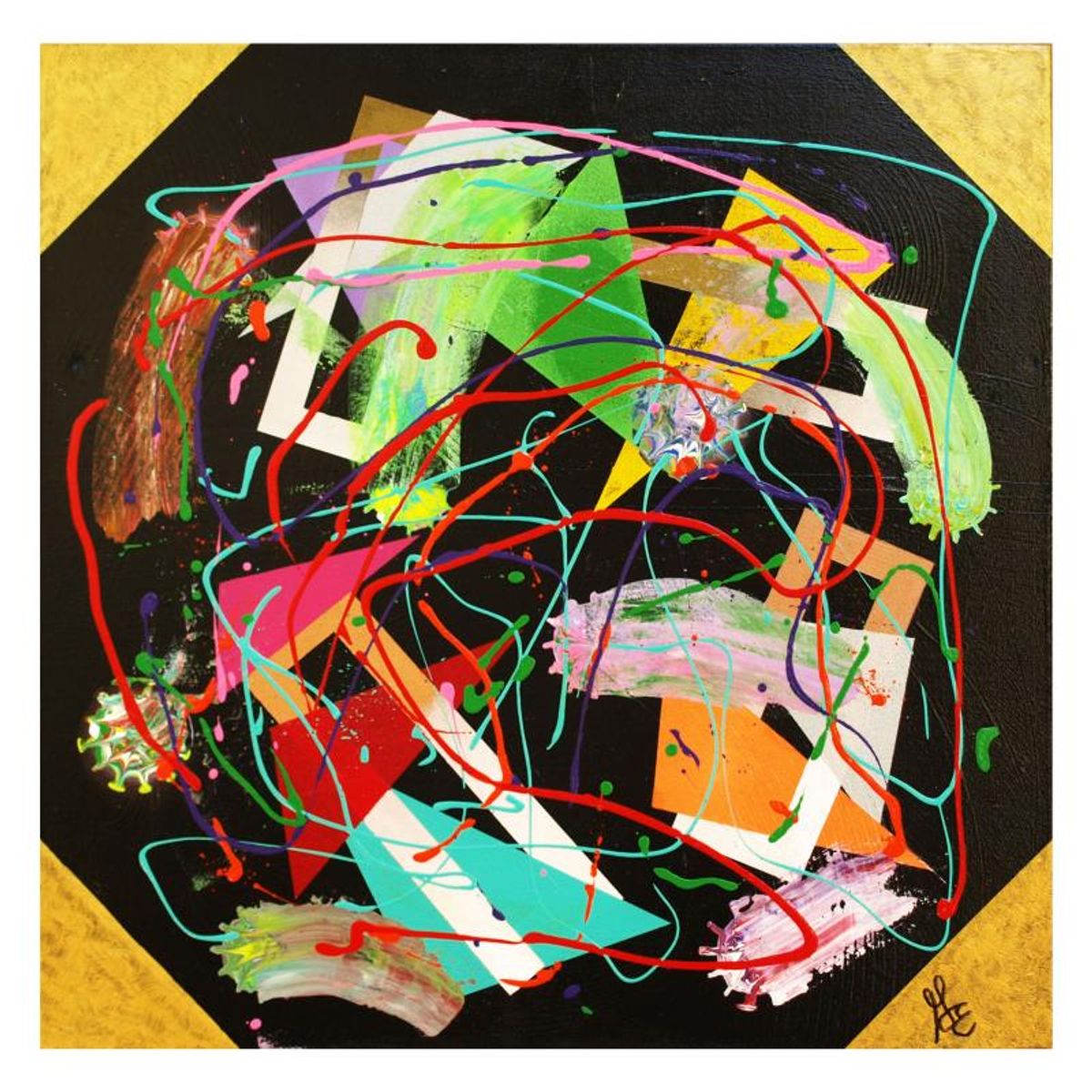 George Marlowe, "Comets" Hand Signed Original Acrylic Painting on Canvas with Letter of Authenticity.