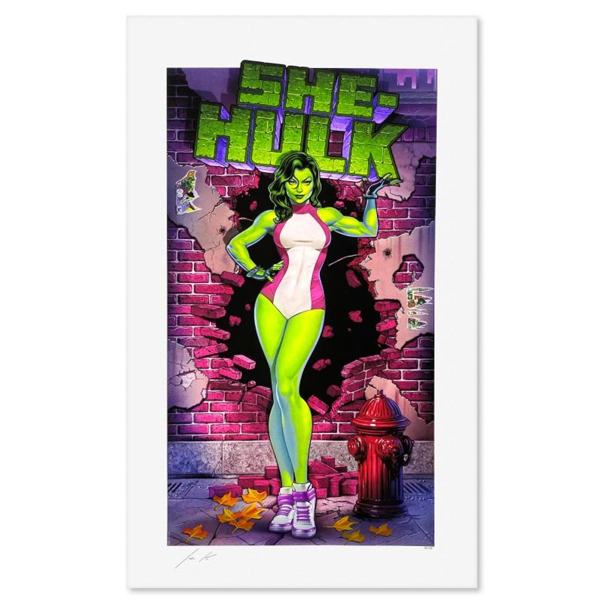 Marvel Comics & John Keaveney, "She-Hulk" Limited Edition, PP Numbered 3/4 and Signed with Letter of Authenticity.