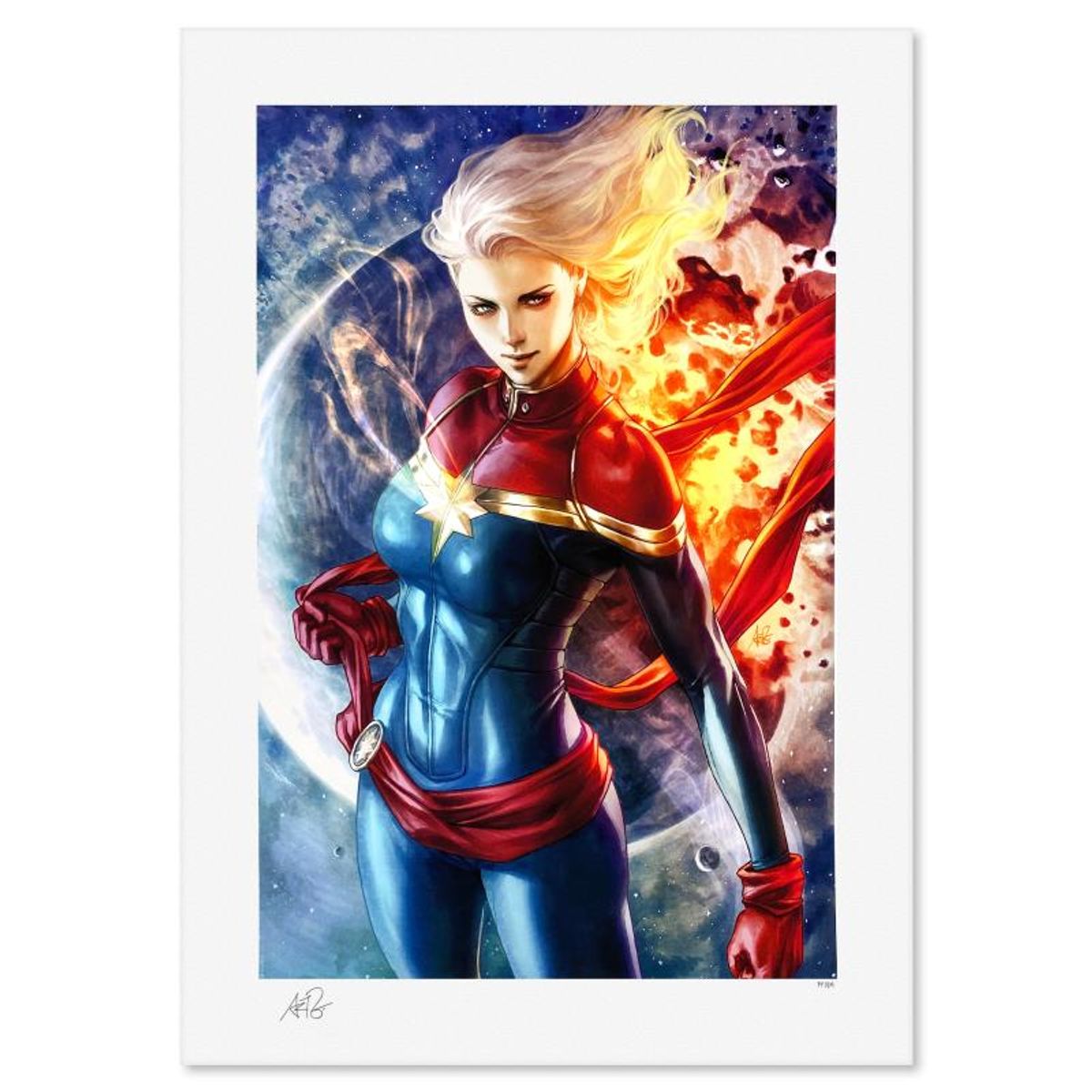 Marvel Comics & Stanley "Artgerm" Lau, "Captain Marvel #1" Limited Edition, PP Numbered 3/4 and Signed with Letter of Authenticity.
