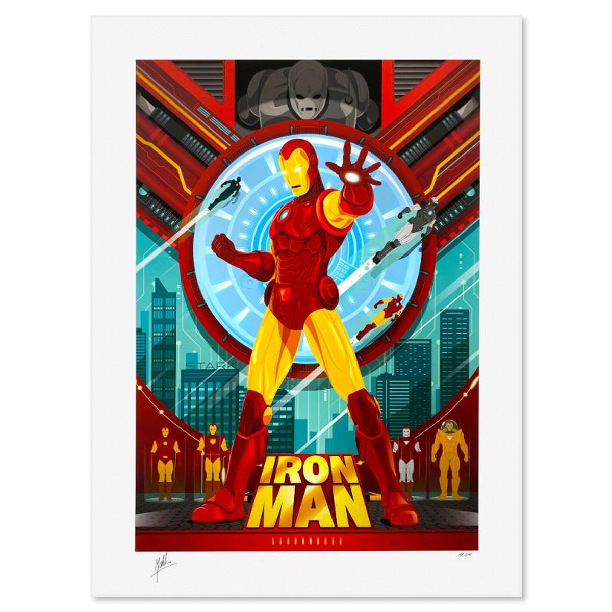 Marvel Comics & Mike Mahle, "Iron Man" Limited Edition, PP Numbered 3/4 and Signed with Letter of Authenticity.