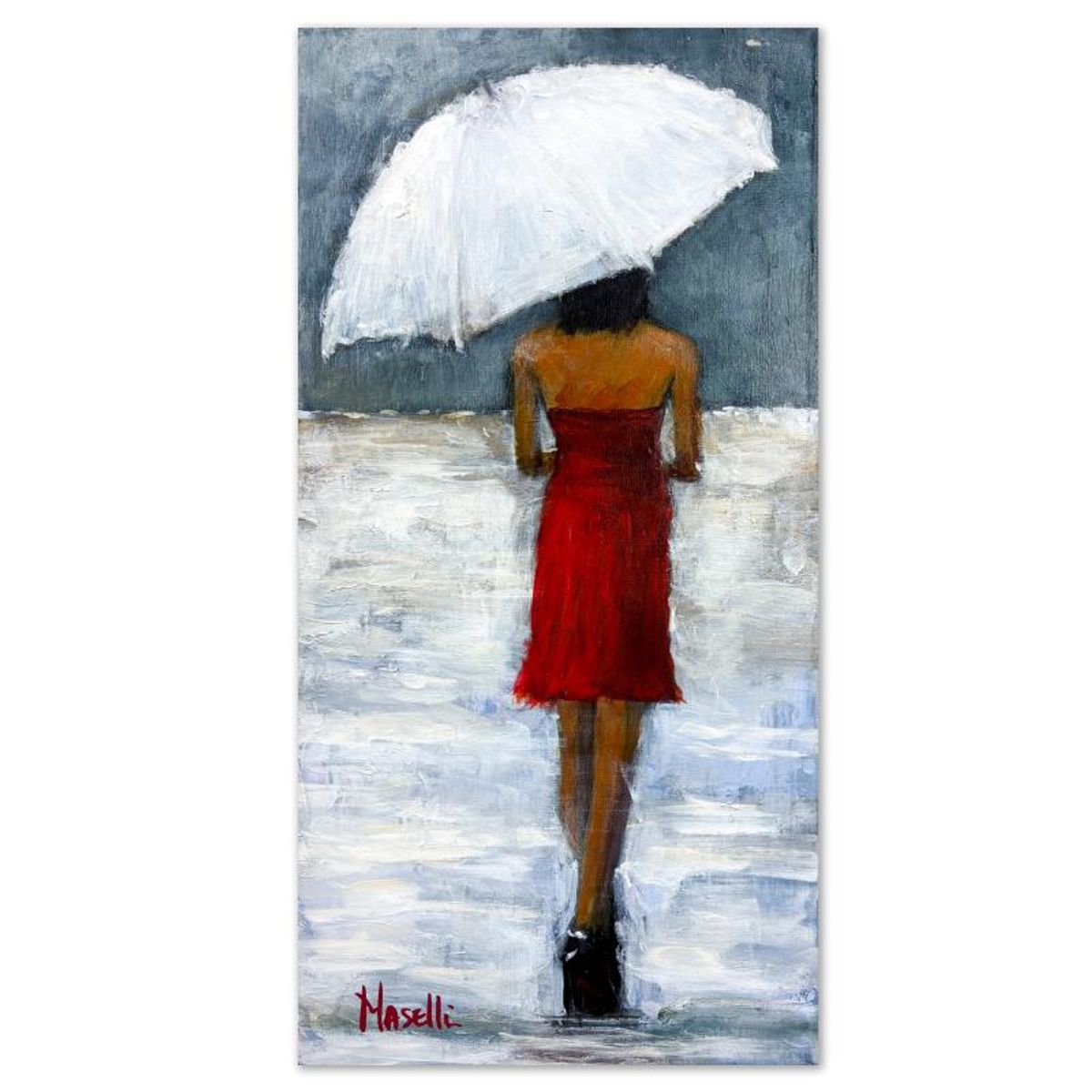 Michael Maselli, "Spring Raindrops" Original Painting on Canvas, Hand Signed with Letter of Authenticity.