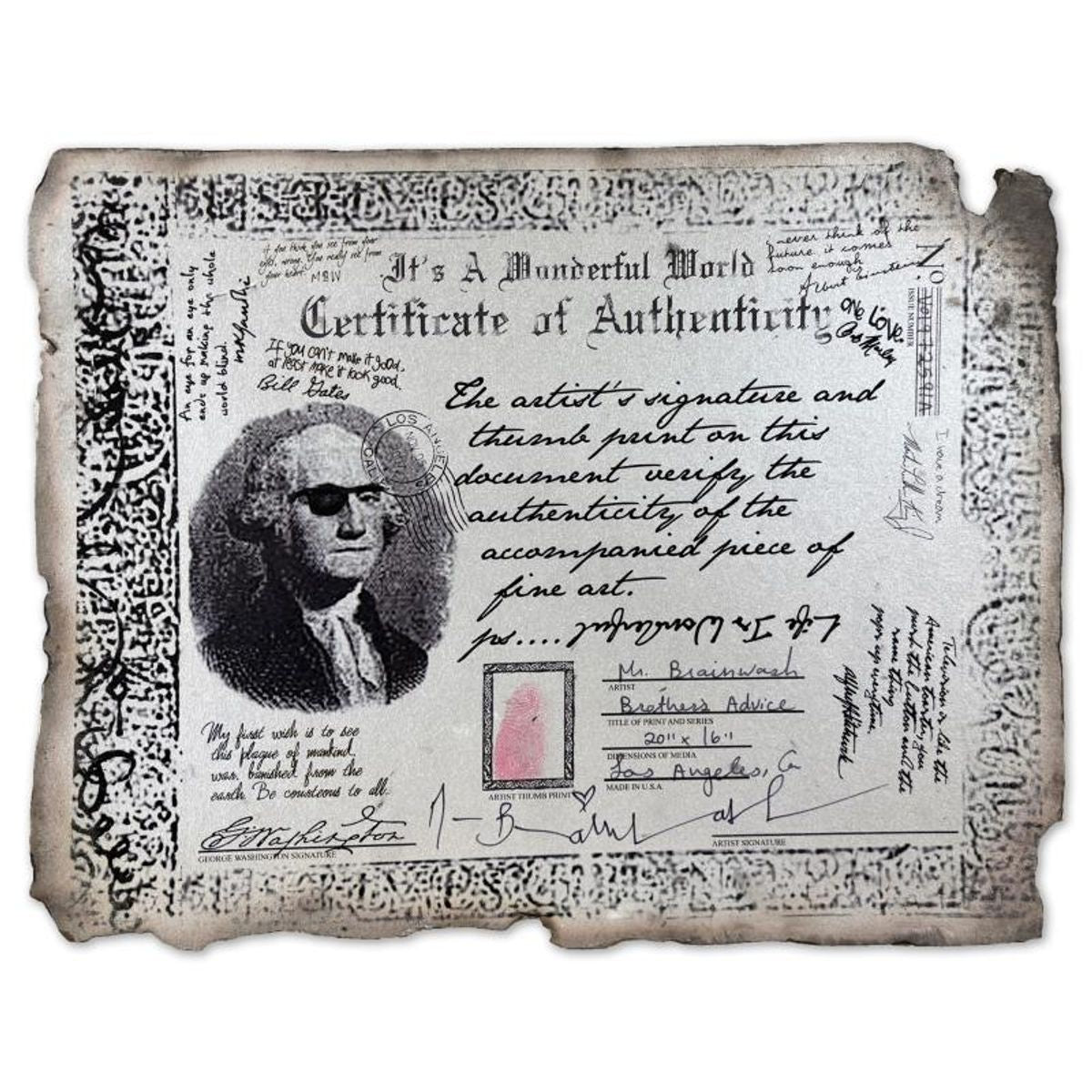 Mr Brainwash, '"Brother's Advice" Framed Mixed Media Original, Hand Signed with Certificate of Authenticity.