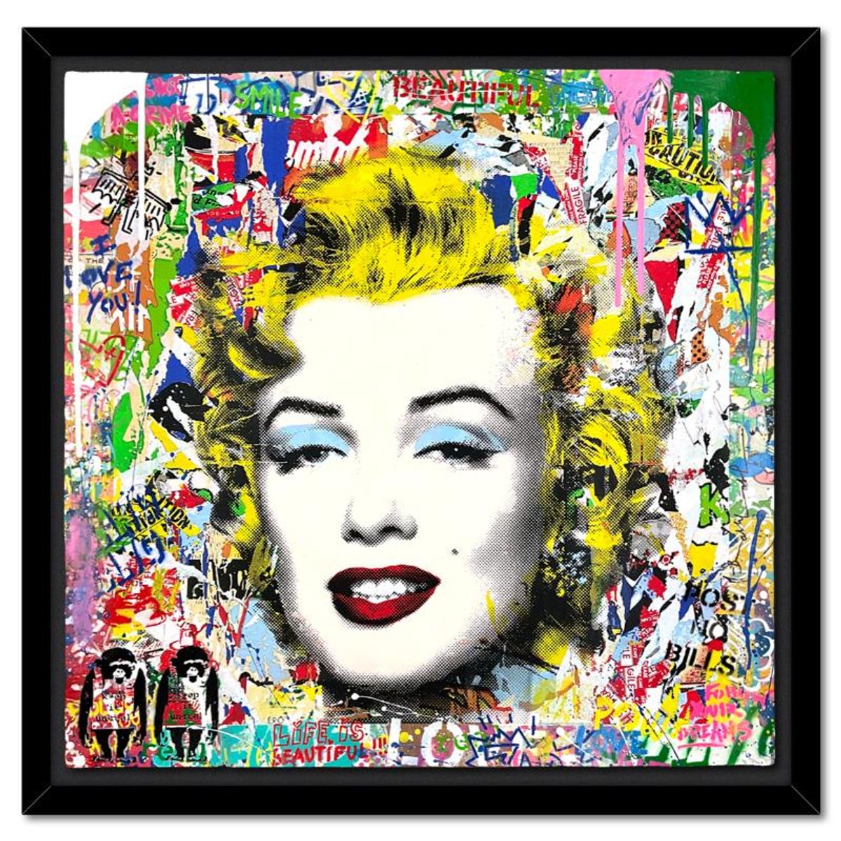 Mr. Brainwash, "Monroe POP-folio" Framed Mixed Media Original, Hand Signed with Certificate of Authenticity.