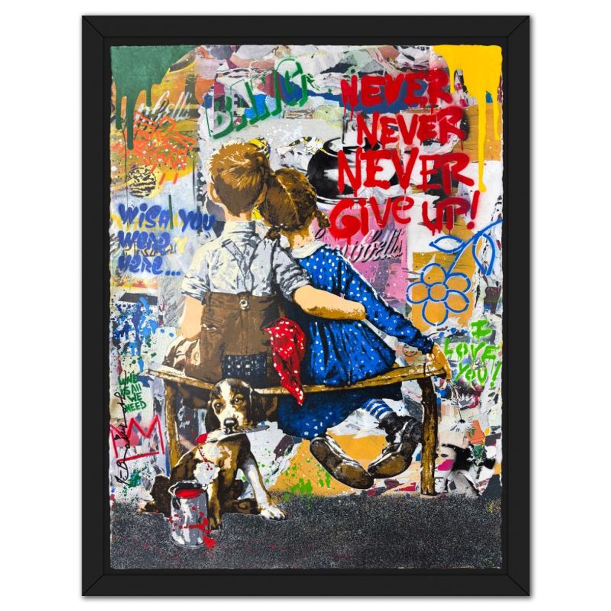 Mr Brainwash, "Work Well Together" Framed Mixed Media Original, Hand Signed with Certificate of Authenticity.