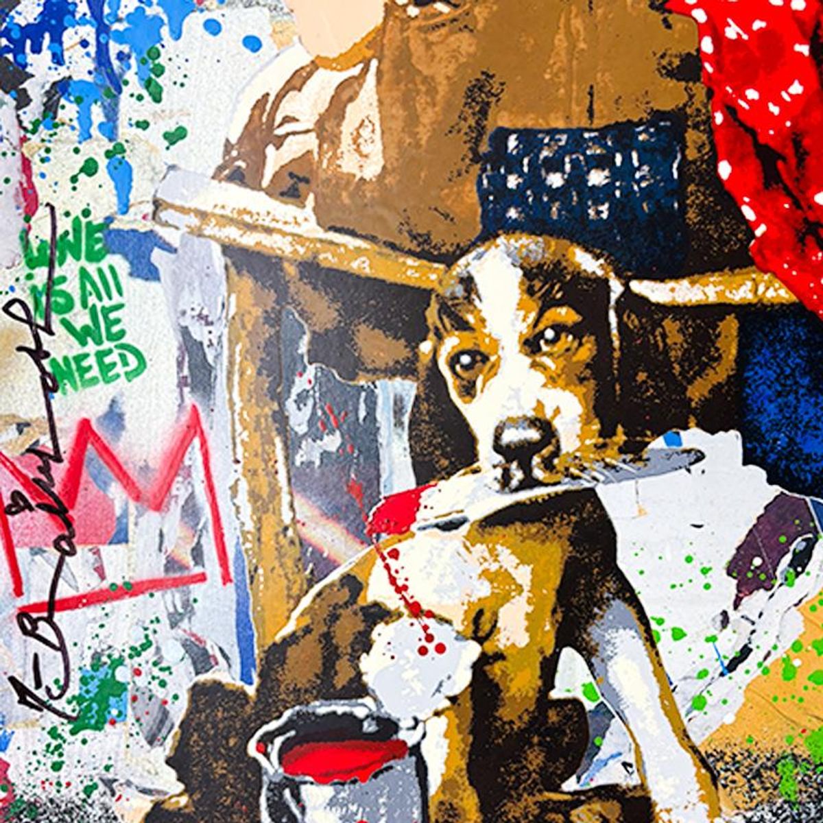 Mr Brainwash, "Work Well Together" Framed Mixed Media Original, Hand Signed with Certificate of Authenticity.
