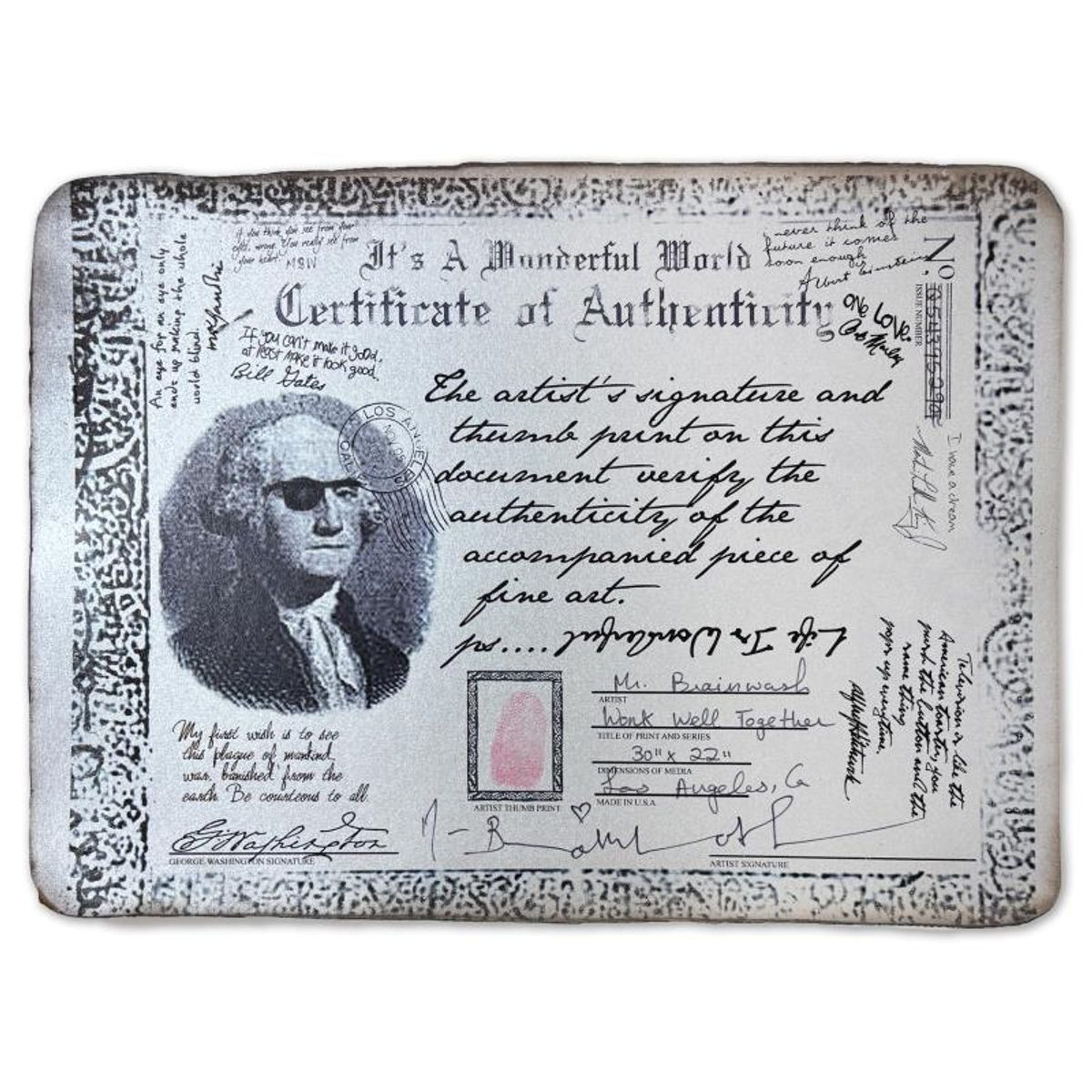 Mr Brainwash, "Work Well Together" Framed Mixed Media Original, Hand Signed with Certificate of Authenticity.