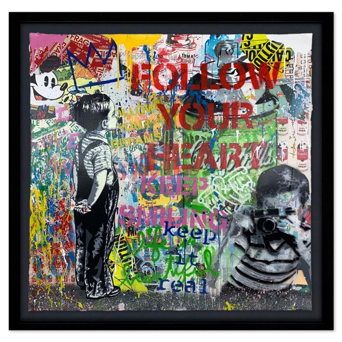 Mr. Brainwash, "With All My Love" Framed Mixed Media Original, Hand Signed with Certificate of Authenticity.