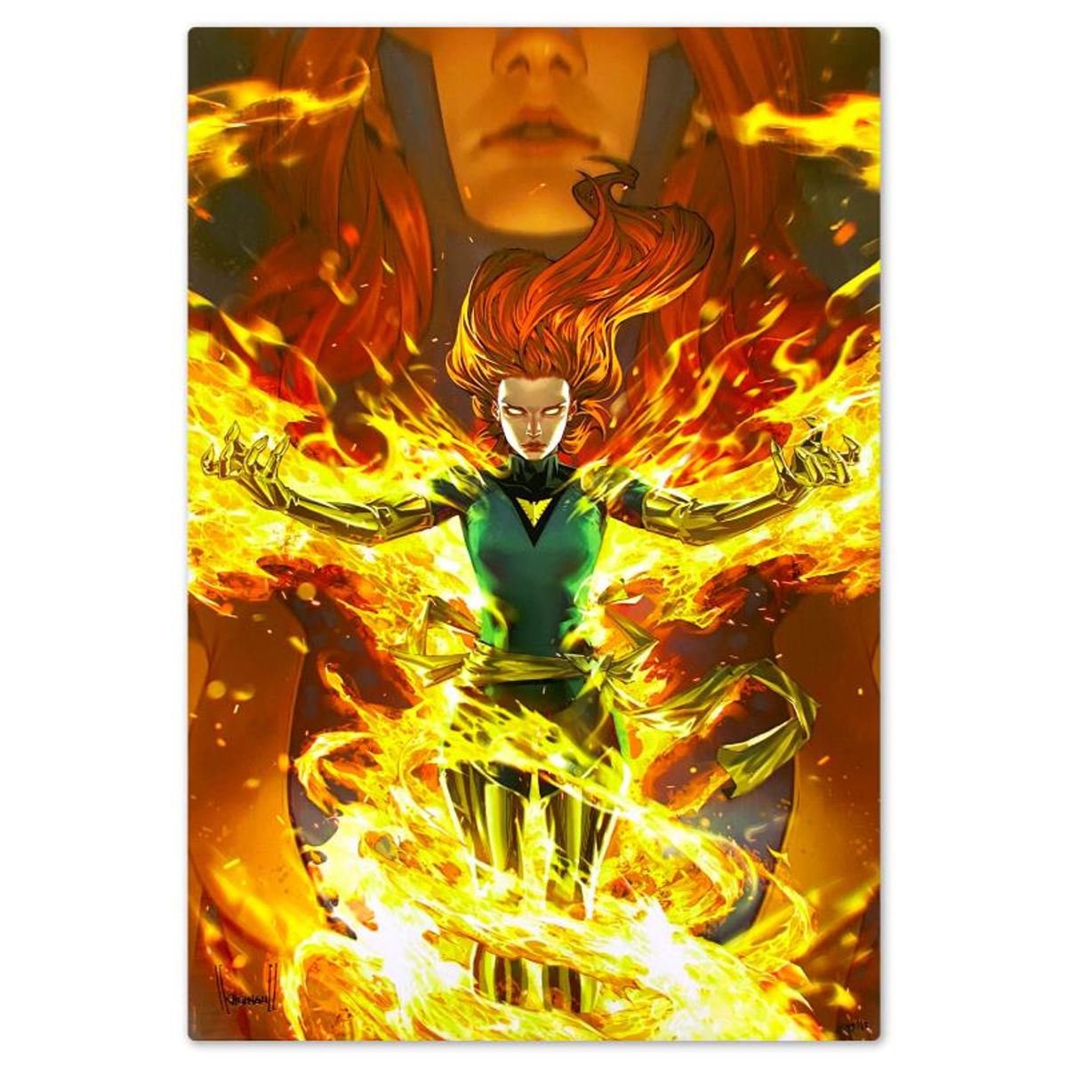 Marvel Comics & Kael Ngu, "Jean Grey: Phoenix Transformation" Limited Edition on Aluminum, PP Numbered 1/2 and Signed with Letter of Authenticity.