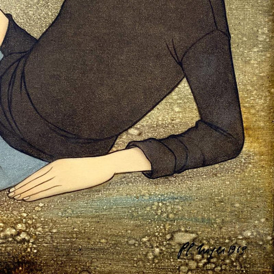 Philippe Noyer (1917-1985), "Reclining Woman" Framed Original Oil Painting on Canvas, Dated (1963) Hand Signed with Letter of Authenticity.