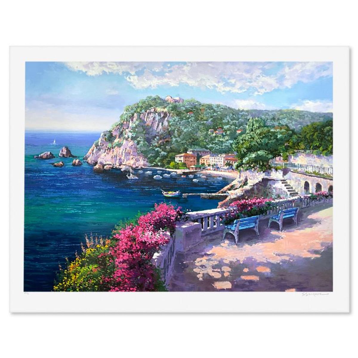 Sam Park, "Costa Brava" Limited Edition Printer's Proof Serigraph, Numbered 1/4 and Hand Signed with Letter of Authenticity.