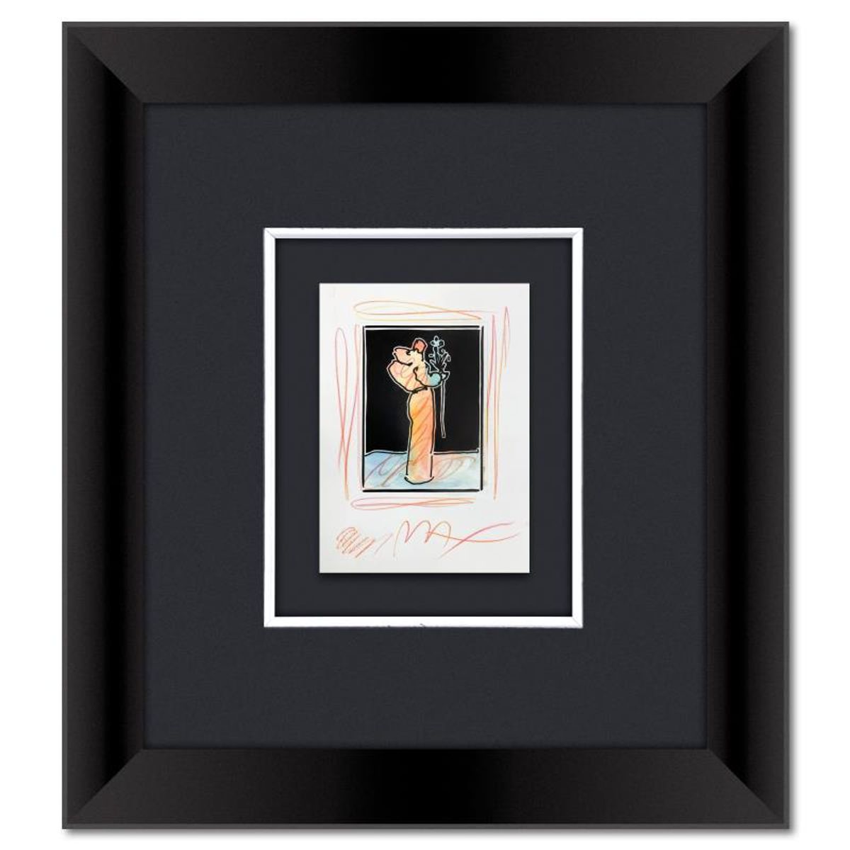 Peter Max, Framed One-of-a-Kind Mixed Media, Hand Signed with Registration Number Certifying Authenticity