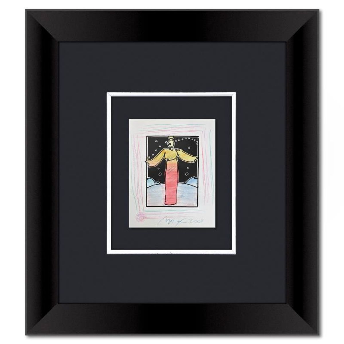 Peter Max, Framed One-of-a-Kind Mixed Media, Hand Signed with Registration Number Certifying Authenticity.