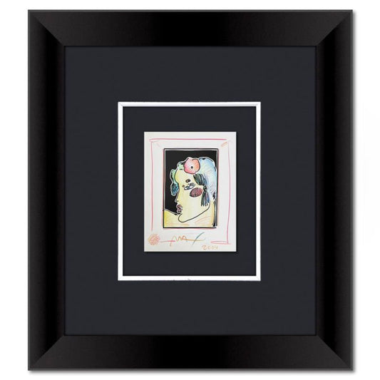 Peter Max, "Lady with Profile and Flowers II" Framed One-of-a-Kind Mixed Media, Hand Signed with Registration Number Certifying Authenticity.