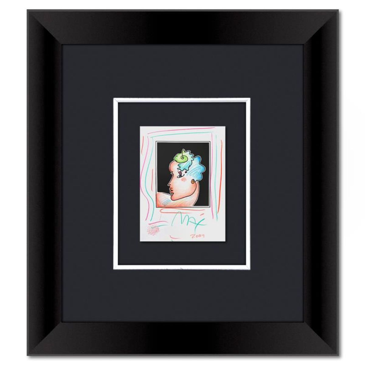 Peter Max, Framed One-of-a-Kind Mixed Media, Hand Signed with Registration Number Certifying Authenticity.