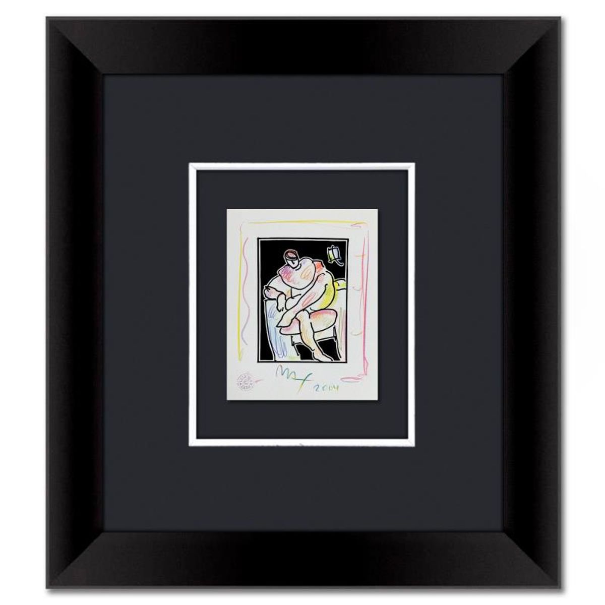 Peter Max, Framed One-of-a-Kind Mixed Media, Hand Signed with Registration Number Certifying Authenticity.