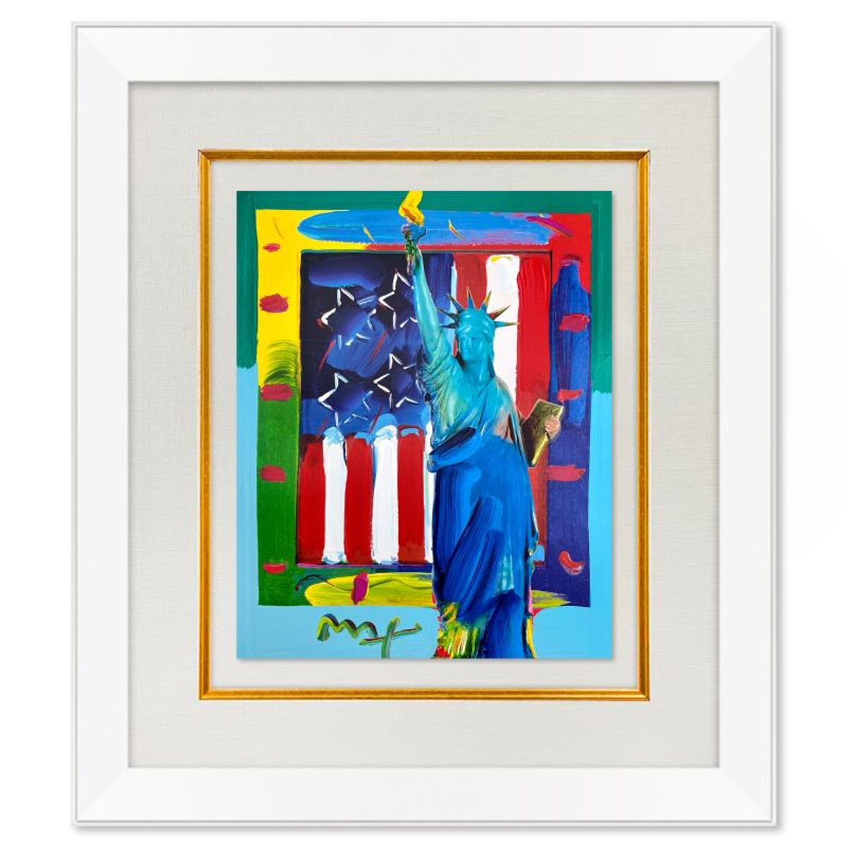 Peter Max, "United We Stand" Framed One-of-a-Kind Mixed Media, Hand Signed with Registration Number Certifying Authenticity.