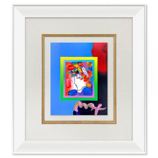 Peter Max, "Blushing Beauty" Framed One-of-a-Kind Acrylic Mixed Media, Hand Signed with Registration Number Certifying Authenticity