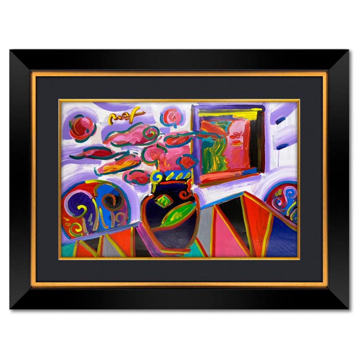 Peter Max, "The Room" Framed One-of-a-Kind Mixed Media, Hand Signed with Registration Number Certifying Authenticity.