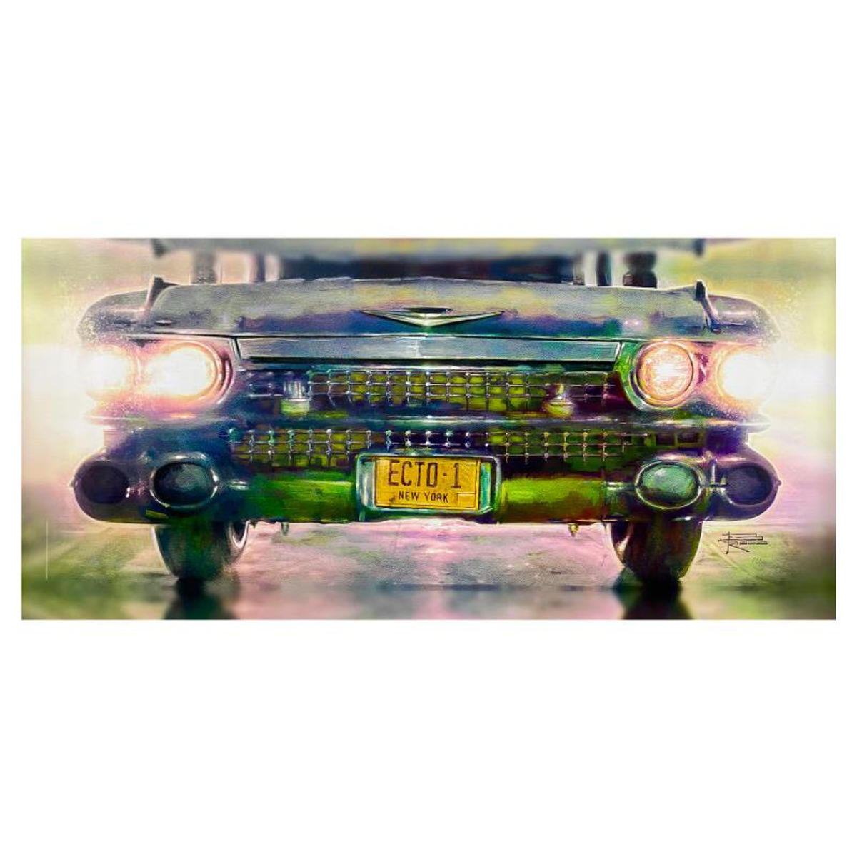 Brian Rood, "Ecto-1" Limited Edition on Canvas, PP Numbered 3/4 and Signed with Letter of Authenticity.