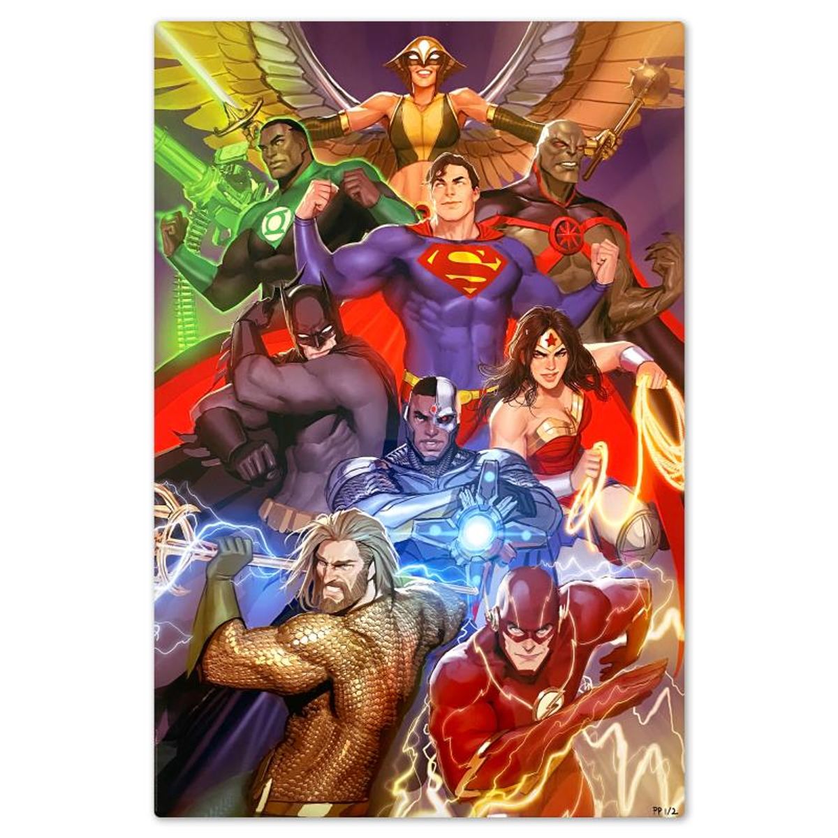 DC Comics & Stjepan Sejic, "The Justice League" Limited Edition on Aluminum, PP Numbered 1/2 with Letter of Authenticity.
