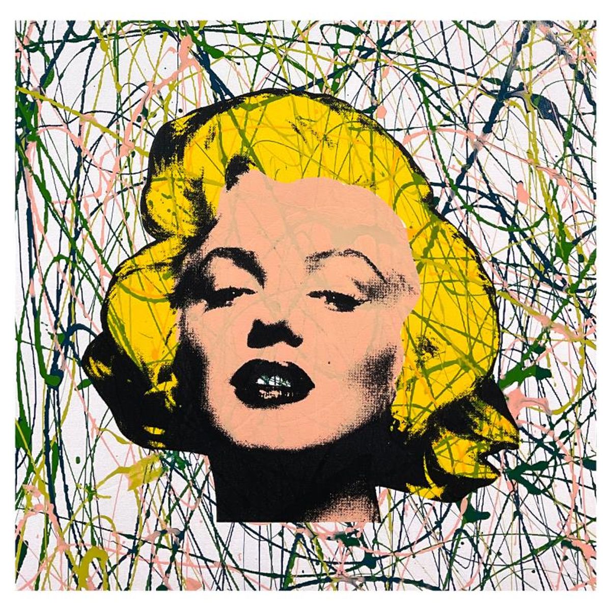 Steve Kaufman (1960-2010), "Marilyn" Hand Painted, Hand Pulled Unique Variation Silkscreen on Canvas, Numbered 14/50 and Hand Signed Inverso with Letter of Authenticity.