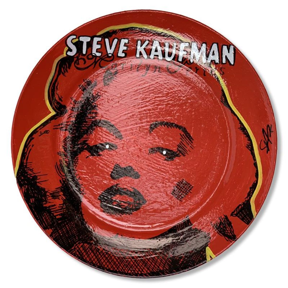 Steve Kaufman (1960-2010), "Marilyn" Hand Painted Plate, Hand Signed with Letter of Authenticity.