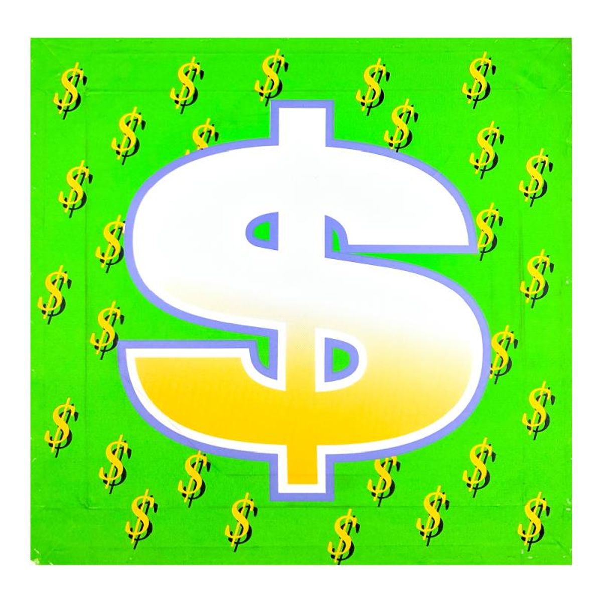 Steve Kaufman (1960-2010), "Dollar Sign (Green Bold)" Hand Signed and Numbered Limited Edition Hand Pulled silkscreen mixed media on Canvas with LOA.