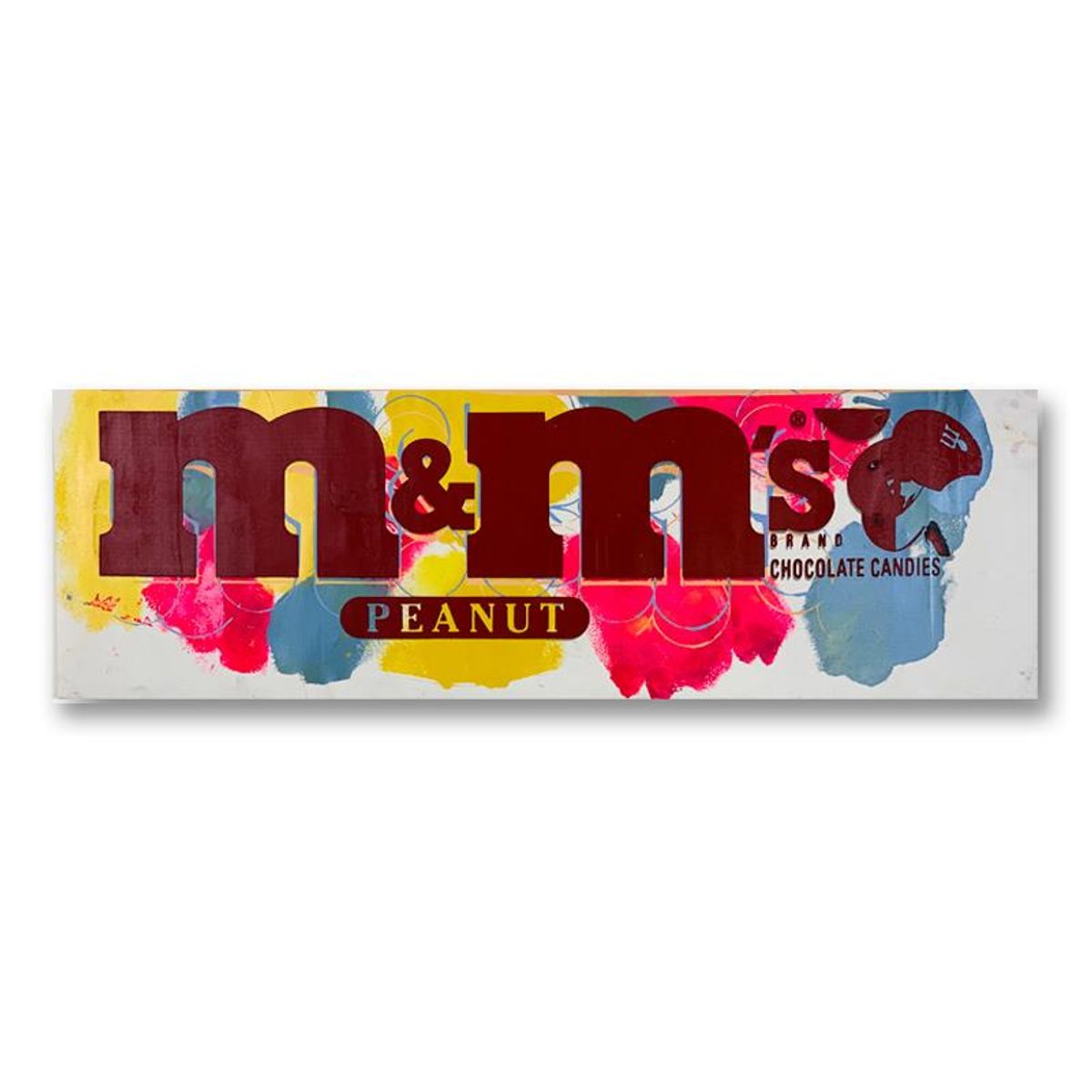 Steve Kaufman (1960-2010), "M&Ms Peanut" Hand Signed and Numbered Limited Edition Hand Pulled silkscreen mixed media on Canvas with LOA.