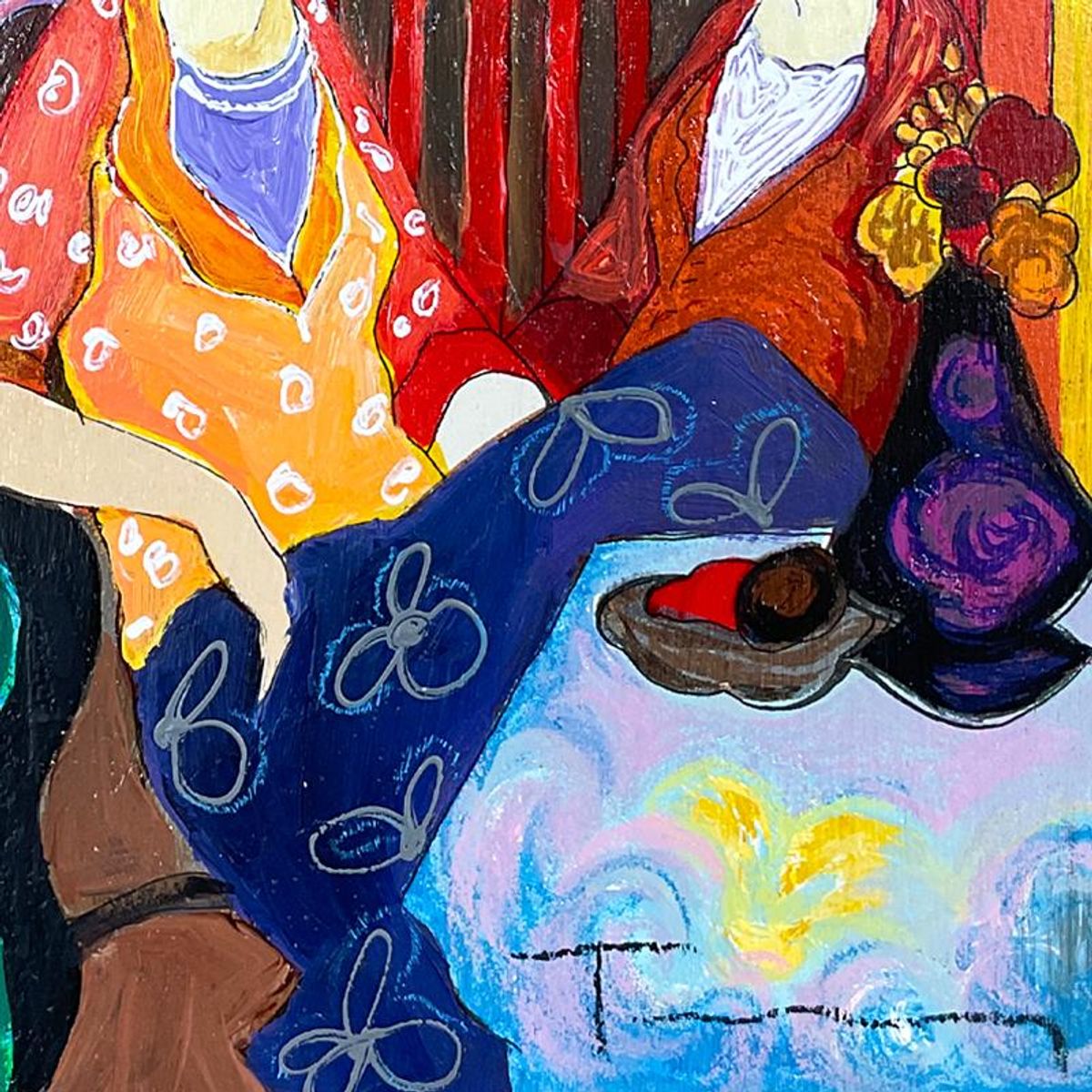 Itzchak Tarkay (1935-2012), "At the Port" Framed One-of-a-Kind Mixed Media Over Paint on Wood, Hand Signed with Letter of Authenticity