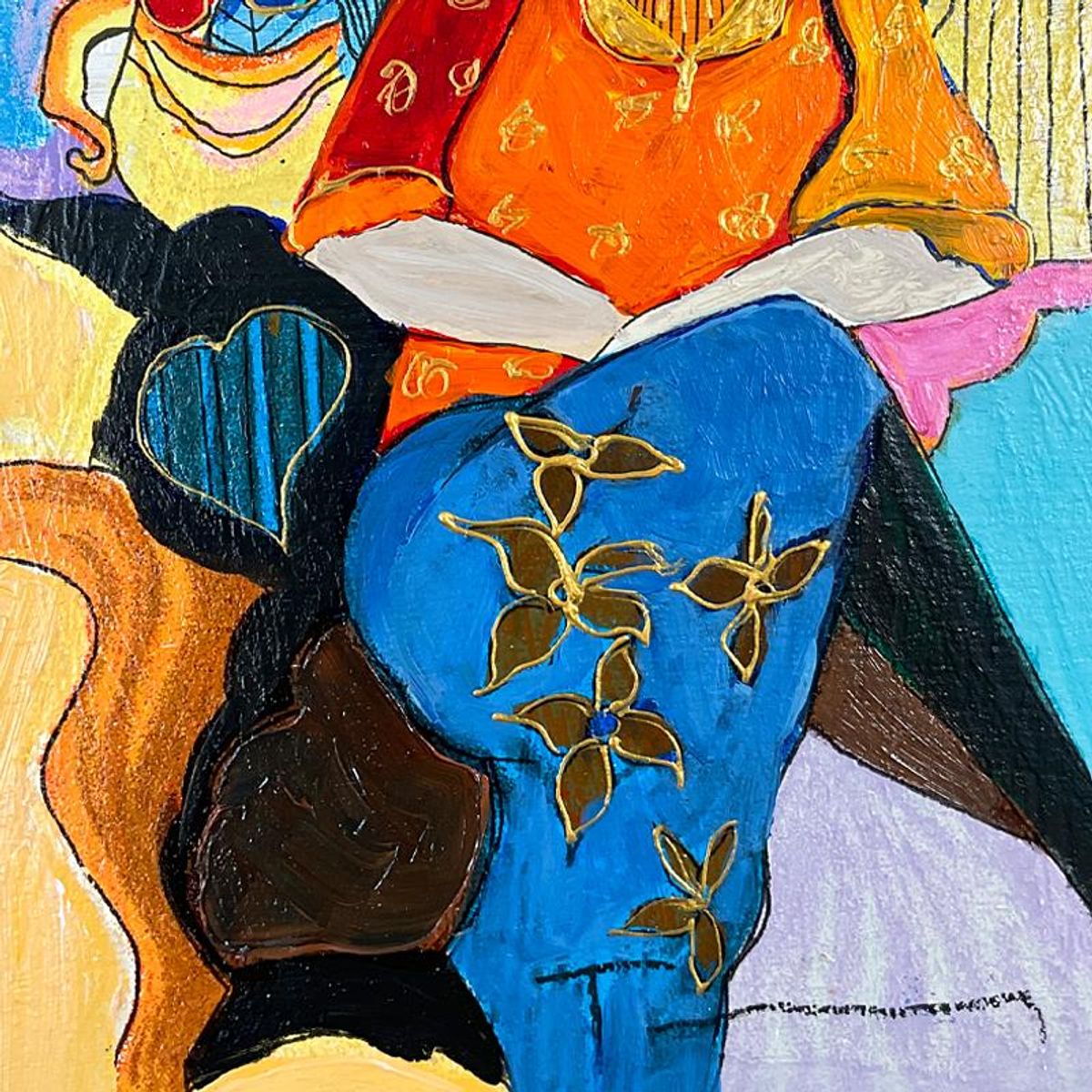 Itzchak Tarkay (1935-2012), "Memorie" Framed One-of-a-Kind Mixed Media Over Paint on Wood, Hand Signed with Letter of Authenticity