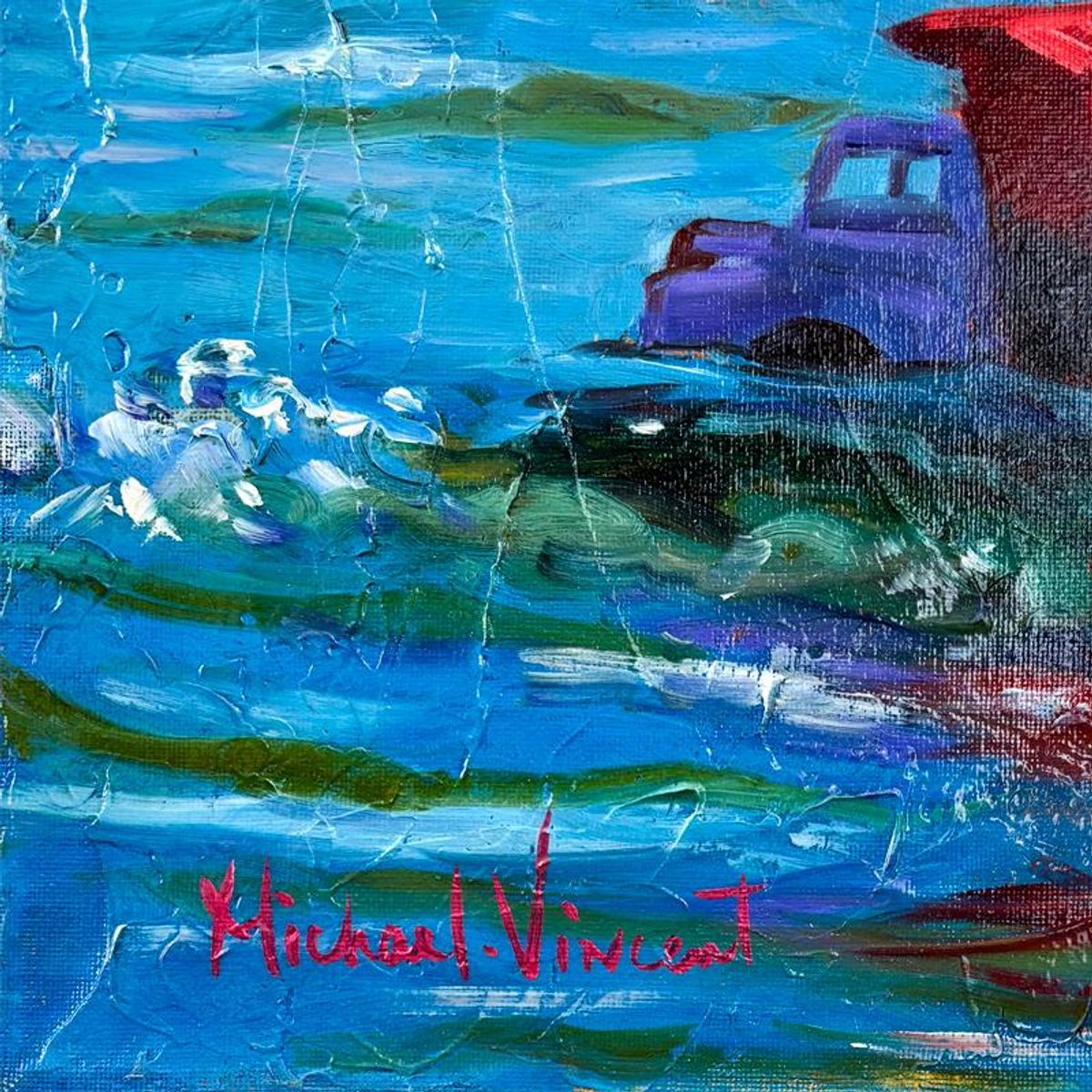Michael Vincent, "Keep on Truckin" Original Painting on Canvas, Hand Signed with Letter of Authenticity.