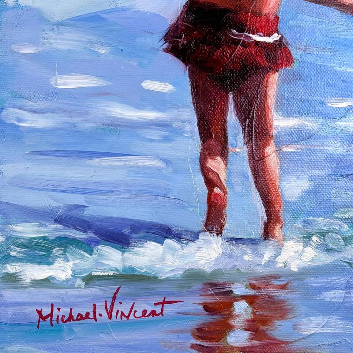 Michael Vincent, "Lets Play" Original Painting on Canvas, Hand Signed with Letter of Authenticity.