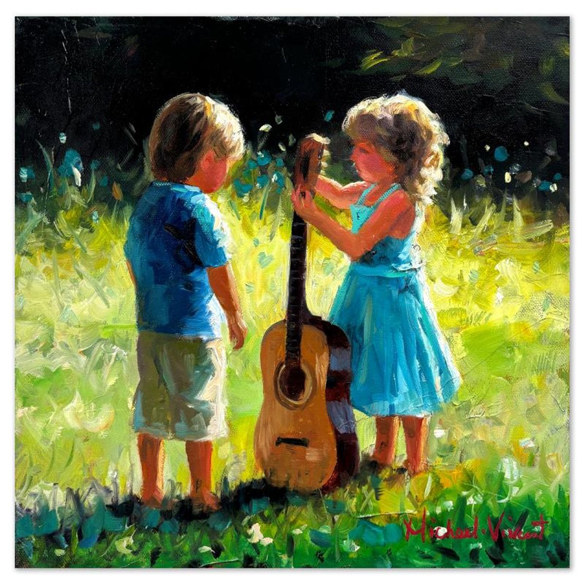 Michael Vincent, "Getting Ready for Nashville" Original Painting on Canvas, Hand Signed with Letter of Authenticity.