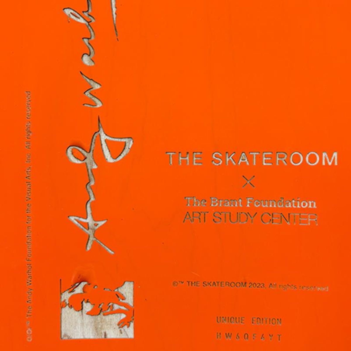 Andy Warhol (1928-1987), "Self-Portrait (Orange)" Framed One-of-a-Kind Unique Edition Skateboard, Signed Inverso with Certificate of Authenticity.