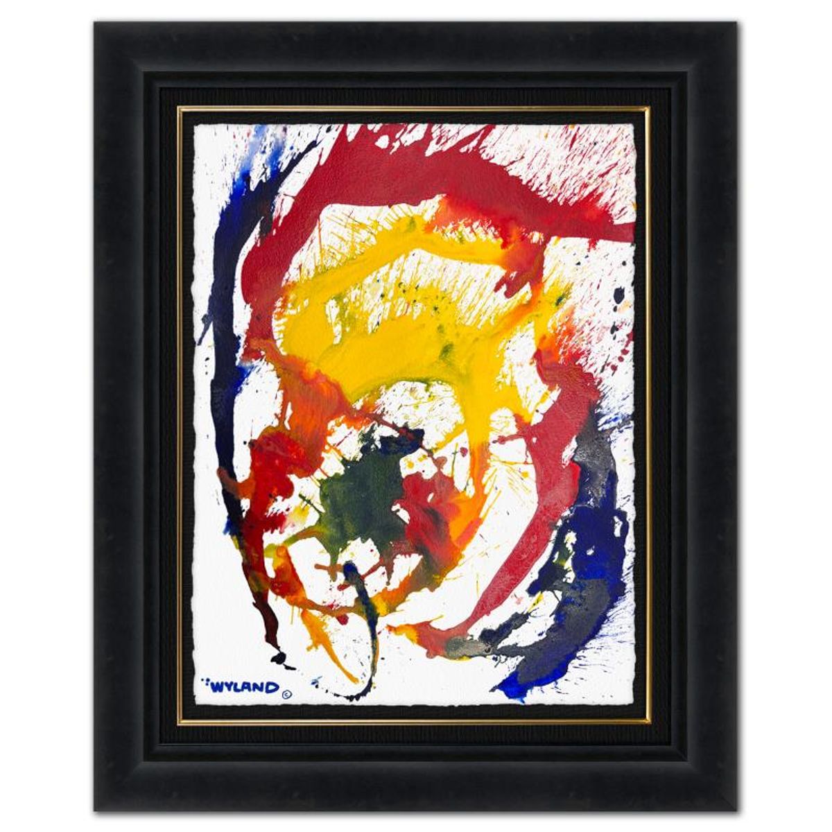 Wyland, "Untitled Abstract" Framed Original Painting on Paper, Hand Signed with Letter of Authenticity.