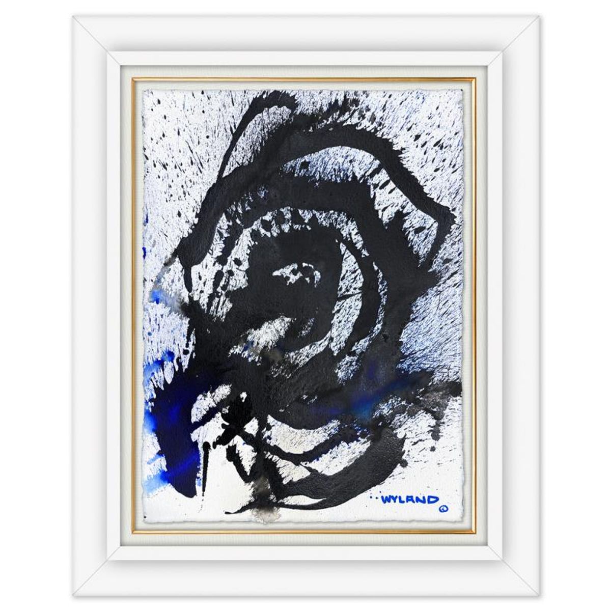 Wyland, "Untitled Abstract" Framed Original Painting on Paper, Hand Signed with Letter of Authenticity.
