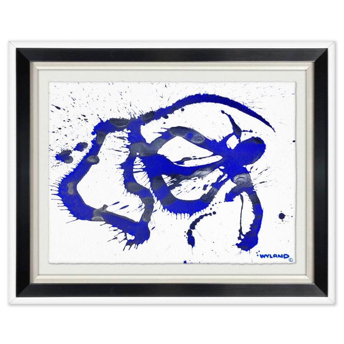 Wyland, "Untitled Abstract" Framed Original Painting on Paper, Hand Signed with Letter of Authenticity.