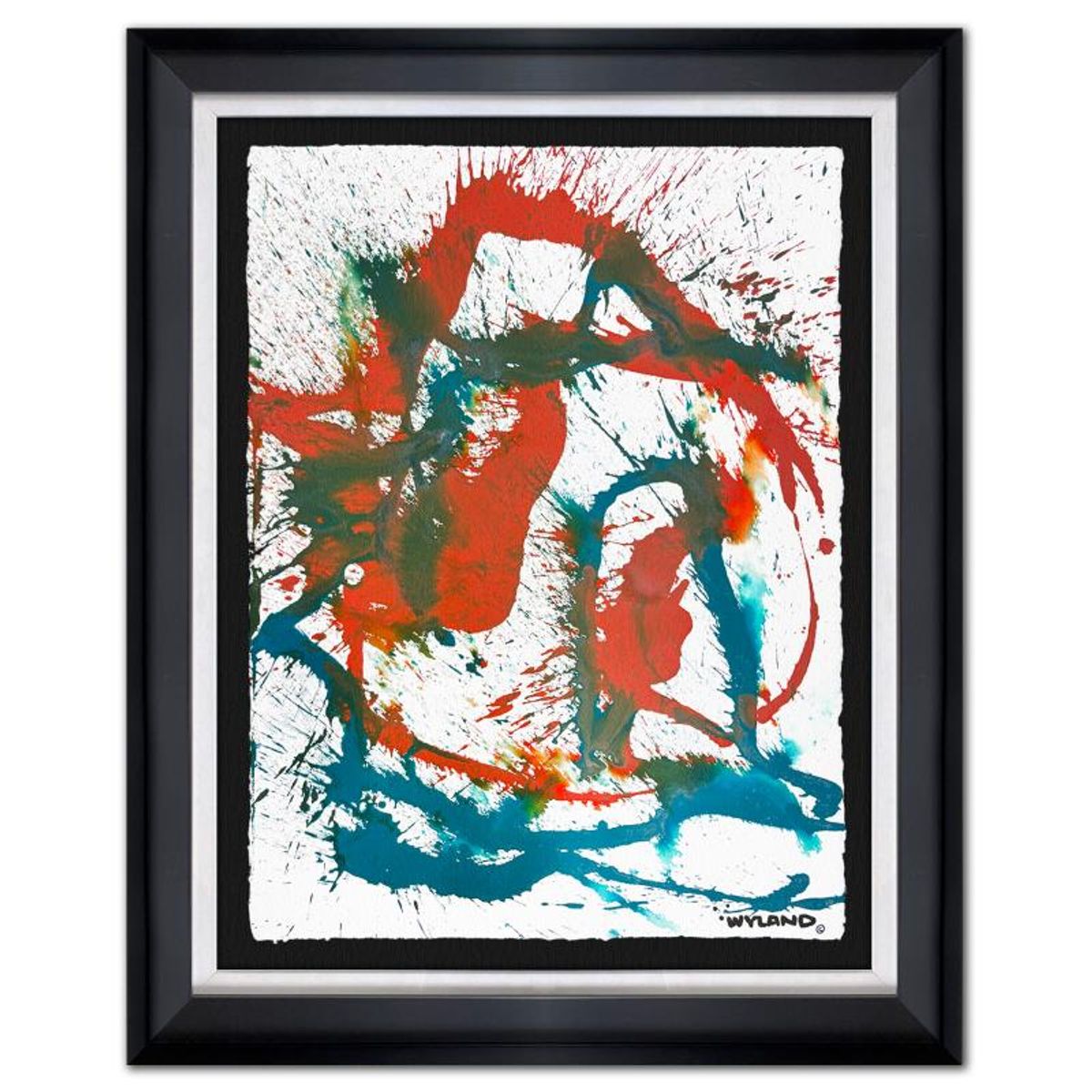 Wyland, "Untitled Abstract" Framed Original Painting on Paper, Hand Signed with Letter of Authenticity.